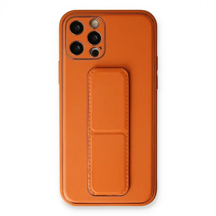 Apple İphone 12 Pro Kılıf Coco Deri Standlı Kapak - Turuncu