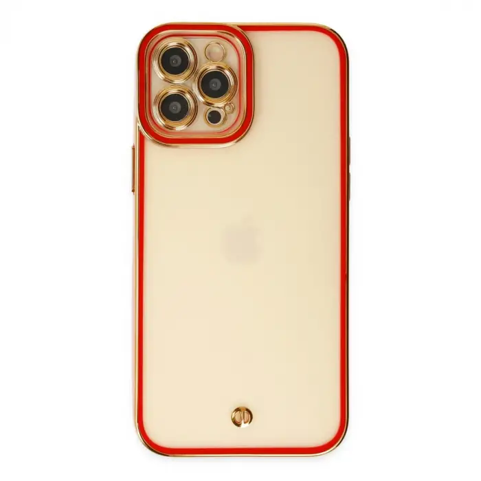 Apple İphone 12 Pro Kılıf Liva Lens Silikon - Kırmızı