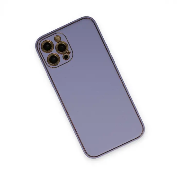 Apple İphone 12 Pro Max Kılıf Coco Deri Silikon Kapak - Açık Lila