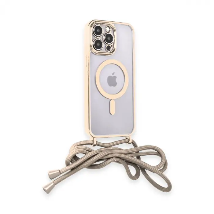 Apple İphone 12 Pro Max Kılıf Divo Lazer Askılı Magsafe Kapak - Gold