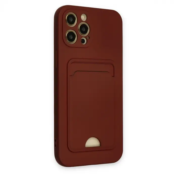 Apple İphone 12 Pro Max Kılıf Kelvin Kartvizitli Silikon - Bordo