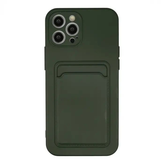 Apple İphone 12 Pro Max Kılıf Kelvin Kartvizitli Silikon - Koyu Yeşil
