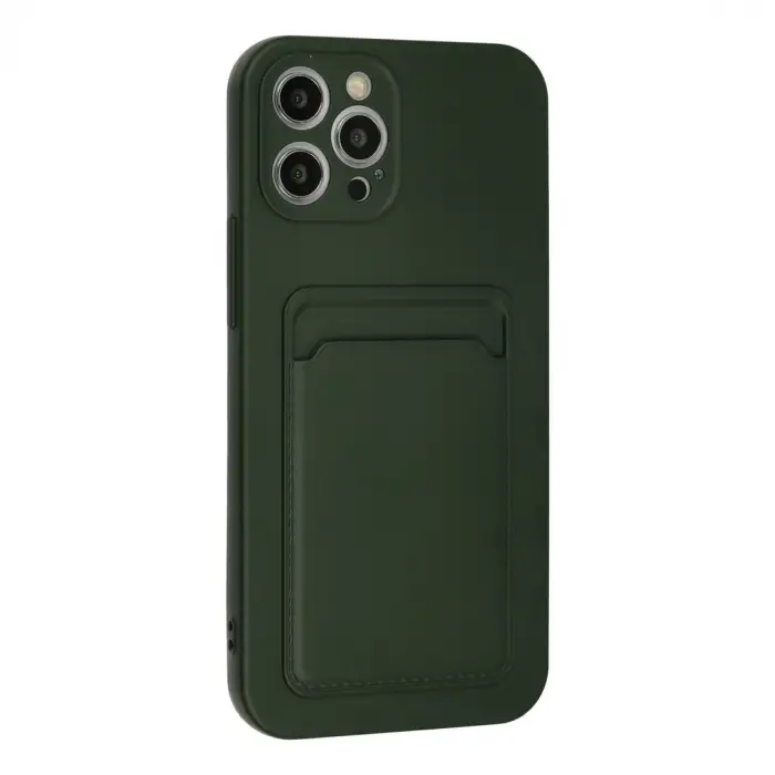 Apple İphone 12 Pro Max Kılıf Kelvin Kartvizitli Silikon - Koyu Yeşil