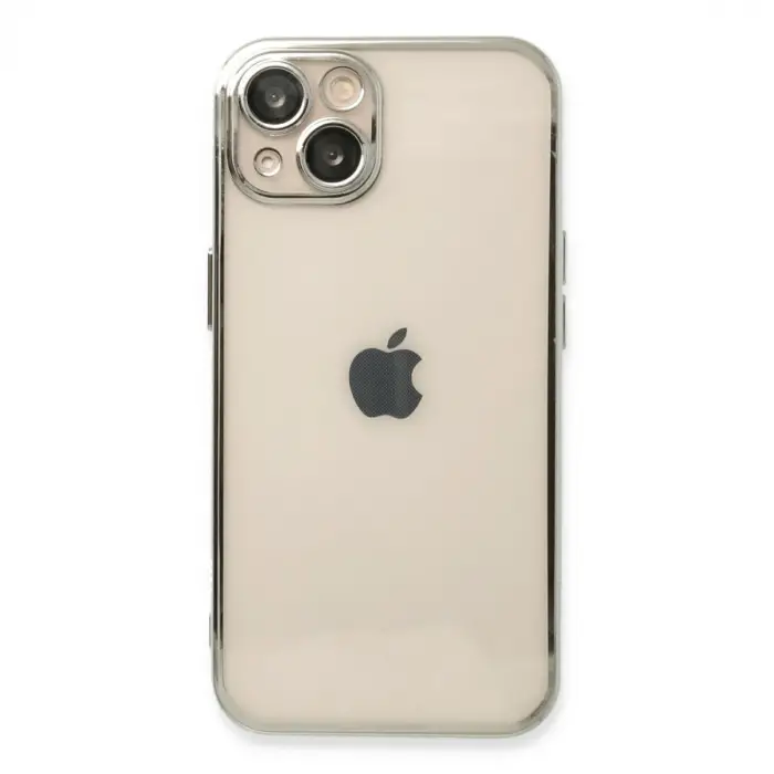 Apple İphone 14 Kılıf Razer Lensli Silikon - Gümüş