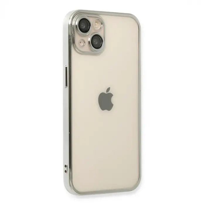 Apple İphone 14 Kılıf Razer Lensli Silikon - Gümüş