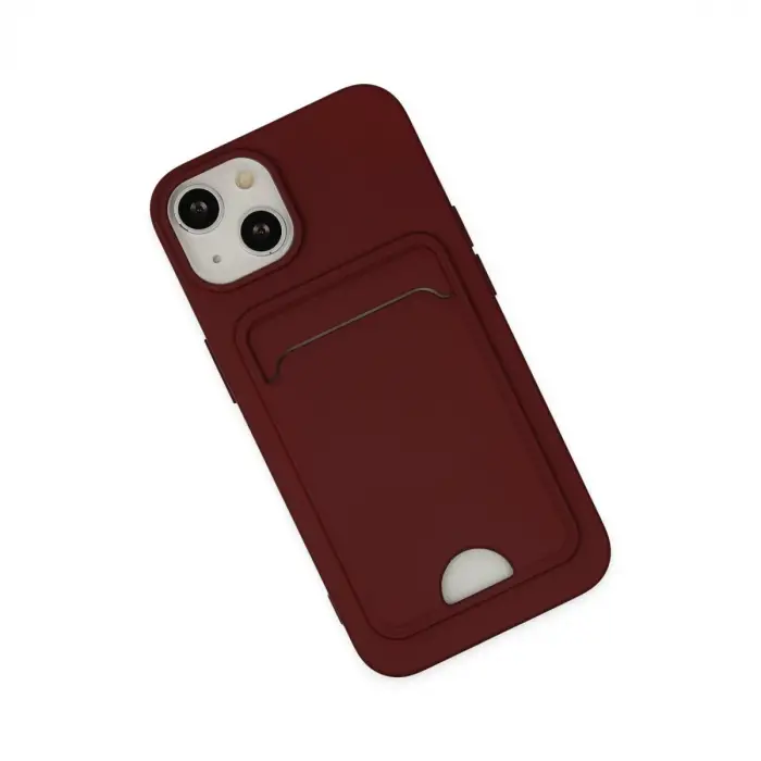 Apple İphone 14 Plus Kılıf Kelvin Kartvizitli Silikon - Bordo
