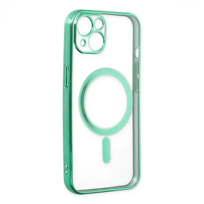 Apple İphone 14 Plus Kılıf Magneticsafe Lazer Silikon - Haki Yeşil