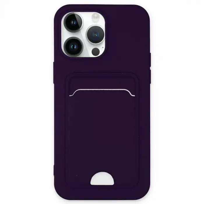 Apple İphone 14 Pro Kılıf Kelvin Kartvizitli Silikon - Derin Mor