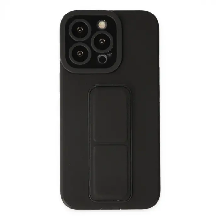 Apple İphone 14 Pro Kılıf Mega Standlı Silikon - Siyah