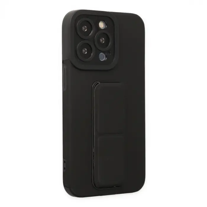 Apple İphone 14 Pro Kılıf Mega Standlı Silikon - Siyah