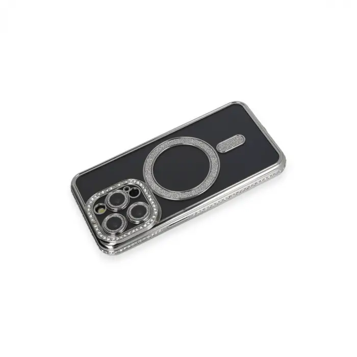 Apple İphone 14 Pro Max Kılıf Joke Simli Magneticsafe Kılıf - Gri