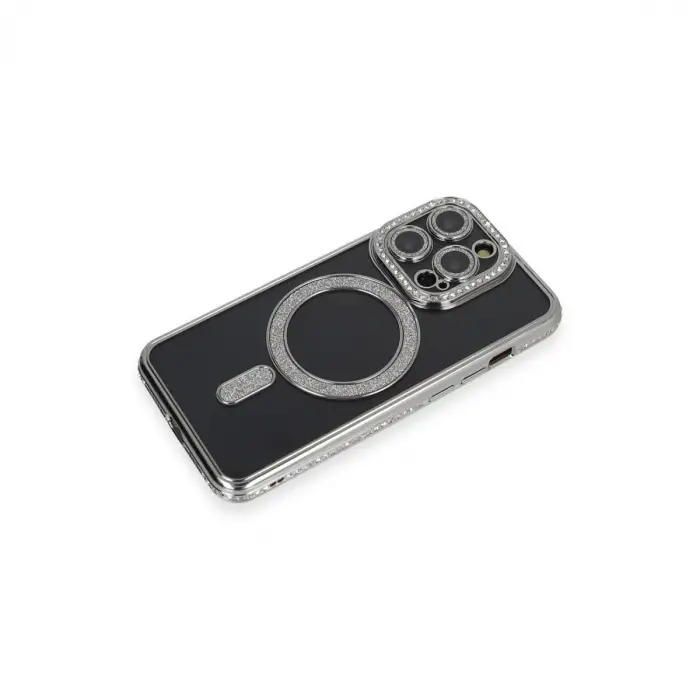 Apple İphone 14 Pro Max Kılıf Joke Simli Magneticsafe Kılıf - Gri