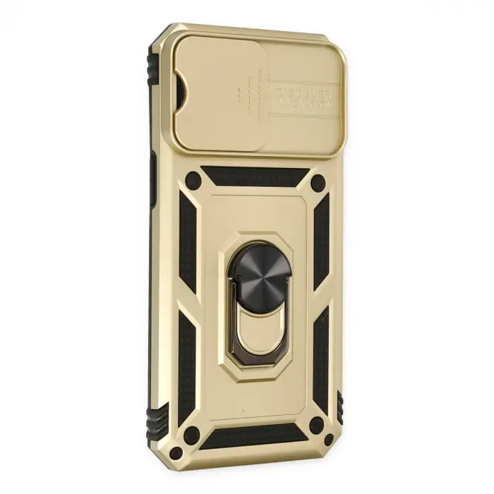 Apple İphone 14 Pro Max Kılıf Pars Lens Yüzüklü Silikon - Gold