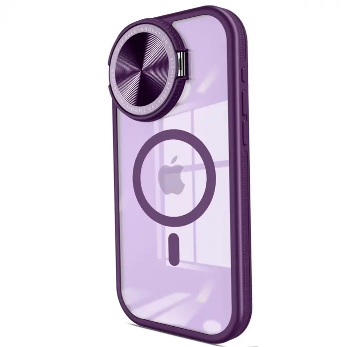 Apple İphone 15 Pro Max Kılıf Teleskop Lens Magsafe Silikon Kapak - Derin Mor