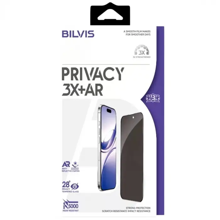 Apple İphone 17 Pro Bilvis 3x Ar Hayalet Cam Ekran Koruyucu - Siyah