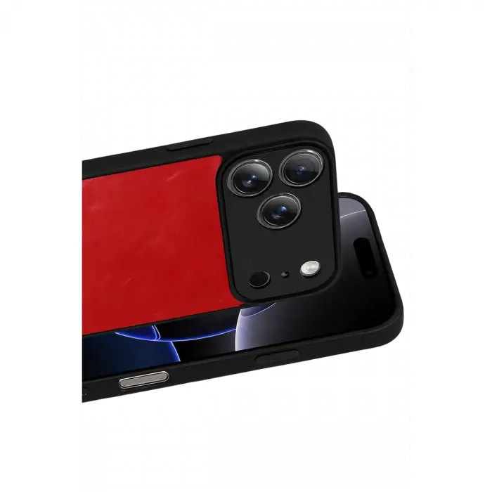 Apple İphone 17 Pro Max Aras Deri Kapak - Kırmızı