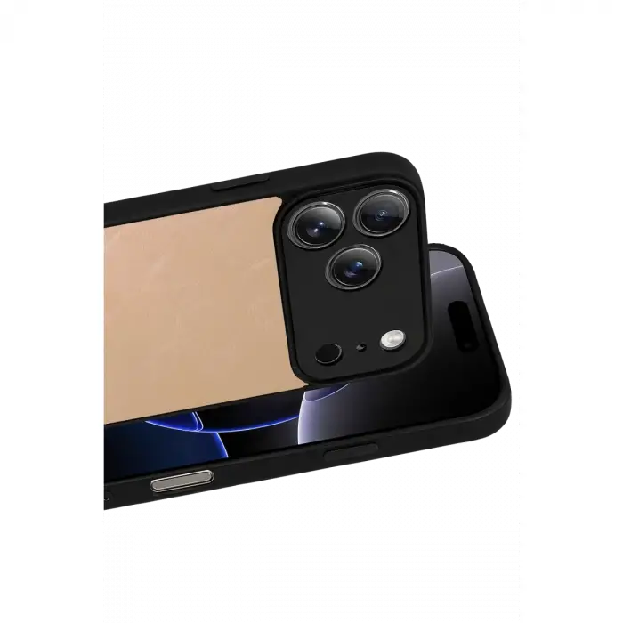 Apple İphone 17 Pro Max Aras Deri Kapak - Pudra