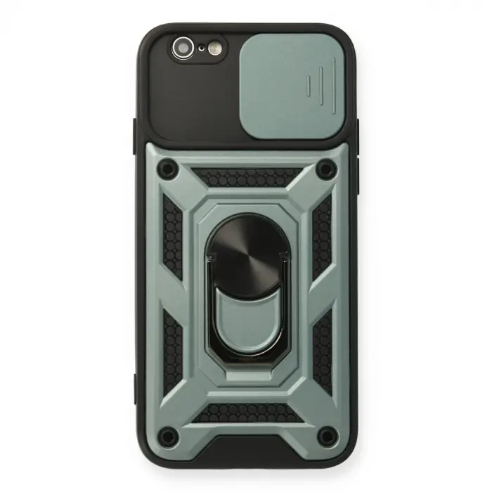 Apple İphone 6 Kılıf Pars Lens Yüzüklü Silikon - Yeşil
