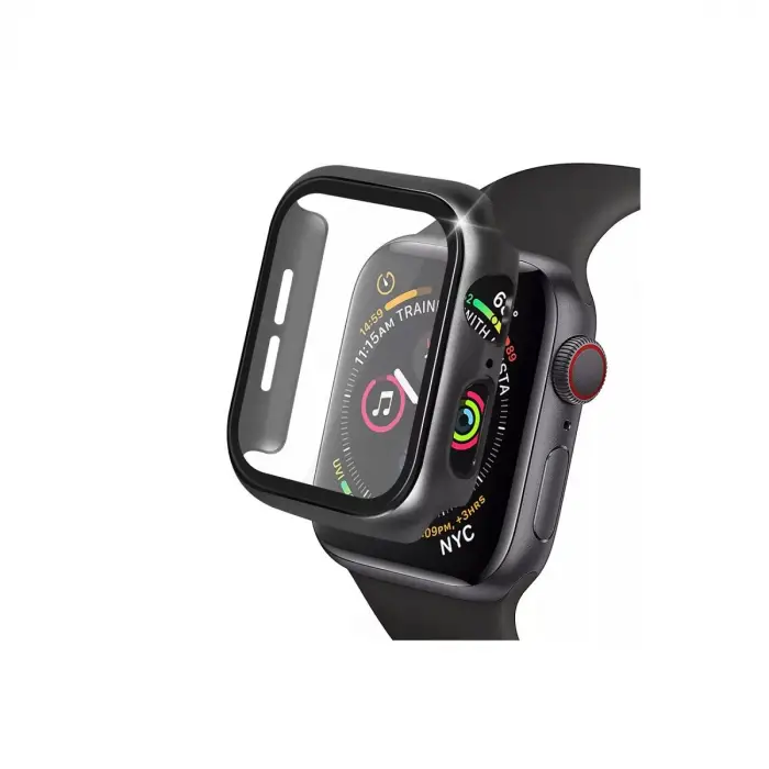 Apple Watch 40mm Camlı Kasa Ekran Koruyucu - Siyah