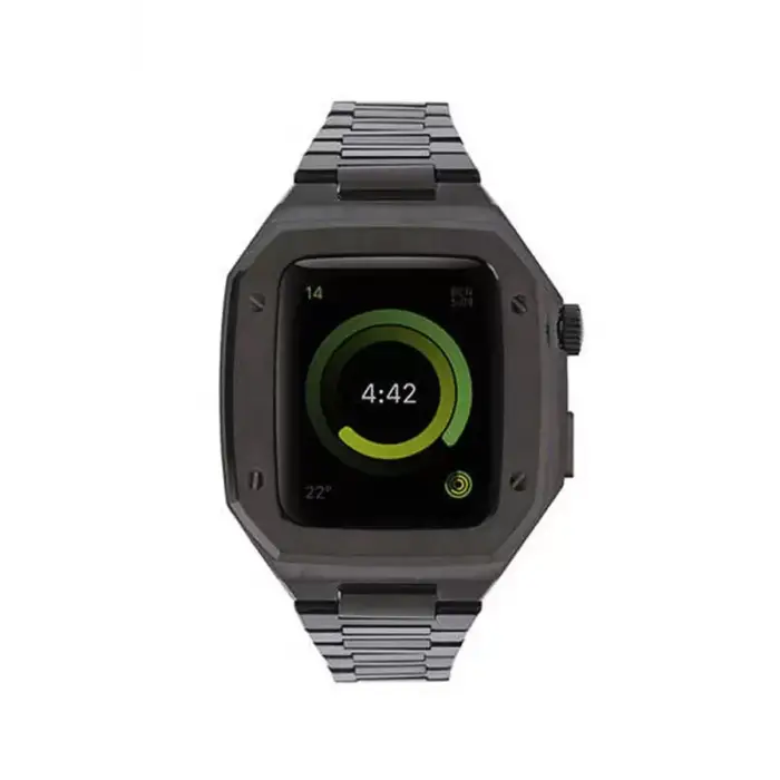 Apple Watch 44mm Metal Petek Kasalı Kordon - Siyah