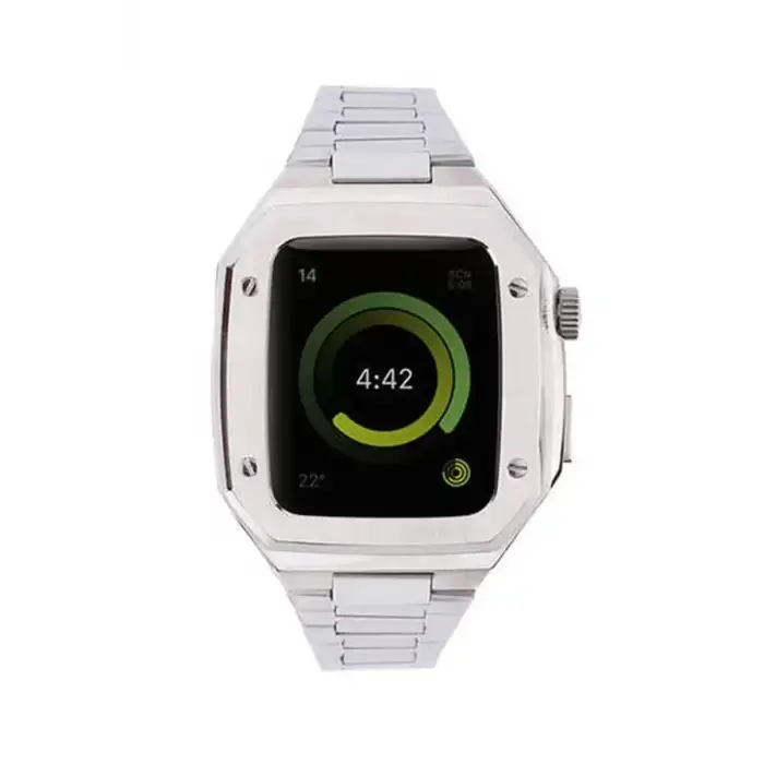 Apple Watch 45mm Metal Petek Kasalı Kordon - Gümüş