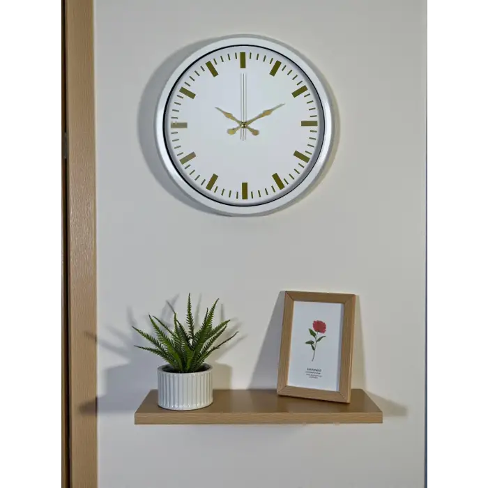 Beyaz Zarafet 40 Cm Metal Duvar Saati