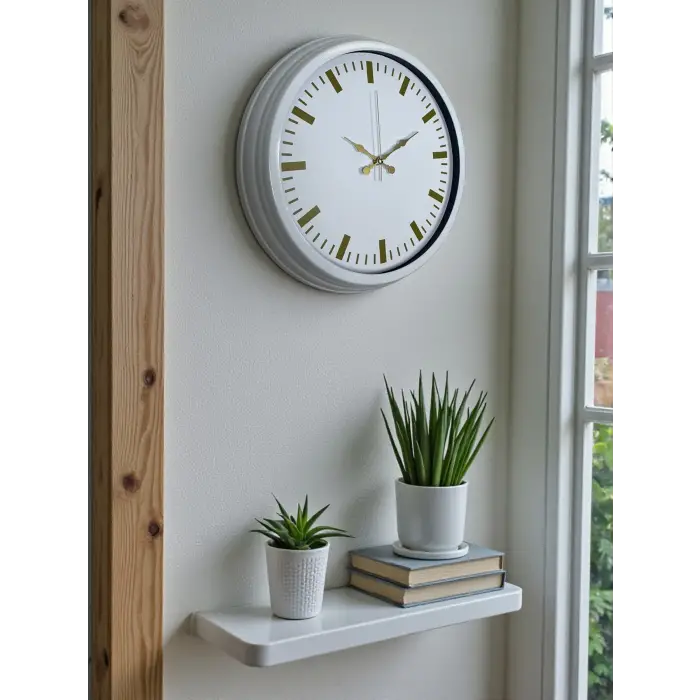 Beyaz Zarafet 40 Cm Metal Duvar Saati