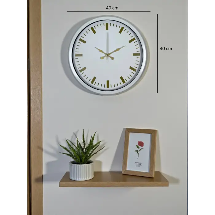 Beyaz Zarafet 40 Cm Metal Duvar Saati