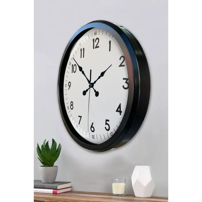 Black Classic 52 Cm Metal Modern Ve Şık Duvar Saati