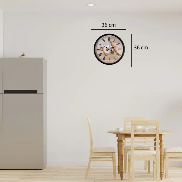 Chef Kitchen Siyah 36 Cm Dekoratif Duvar Saati