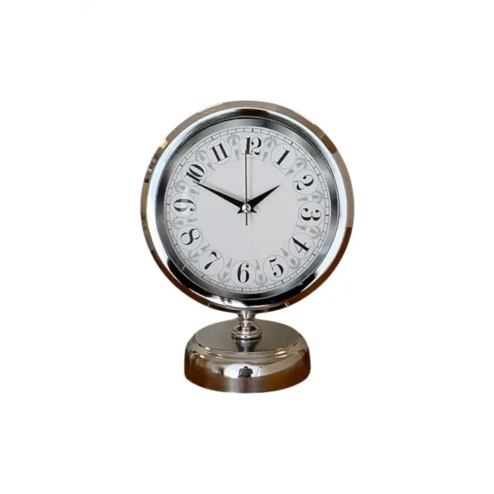 Classic Series Silver 25 x 20 Cm Metal Krom Masa Saati