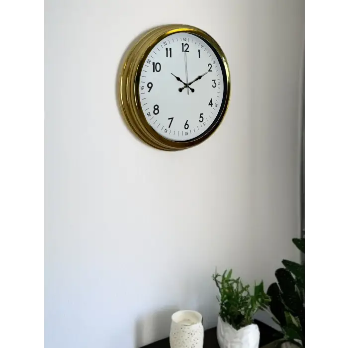 Classic White Gold 40 Cm Metal Duvar Saati