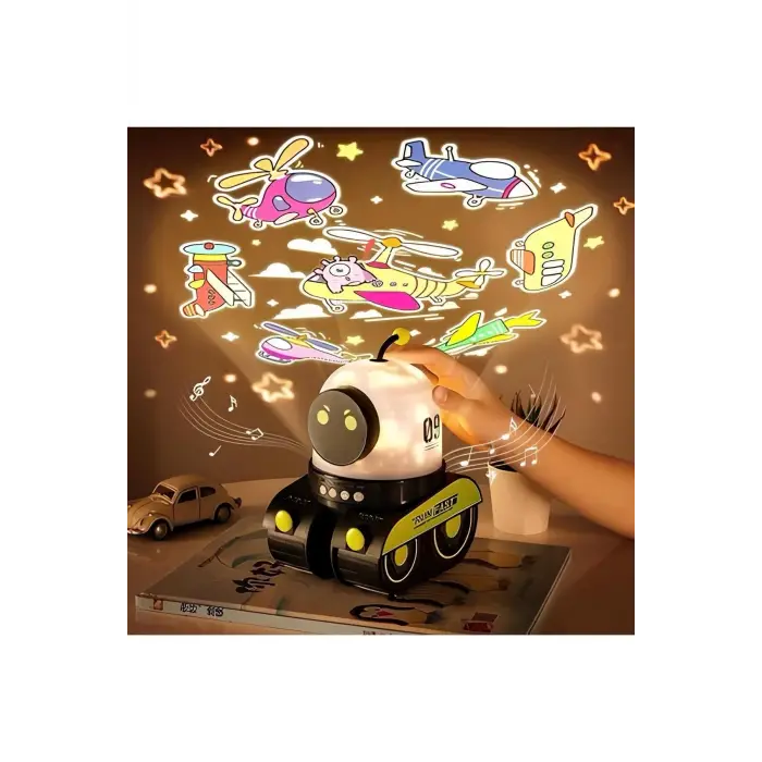 Çocuklar İçin Eğitici Ve Eğlenceli Robot Temalı Projektör Gece Lambası