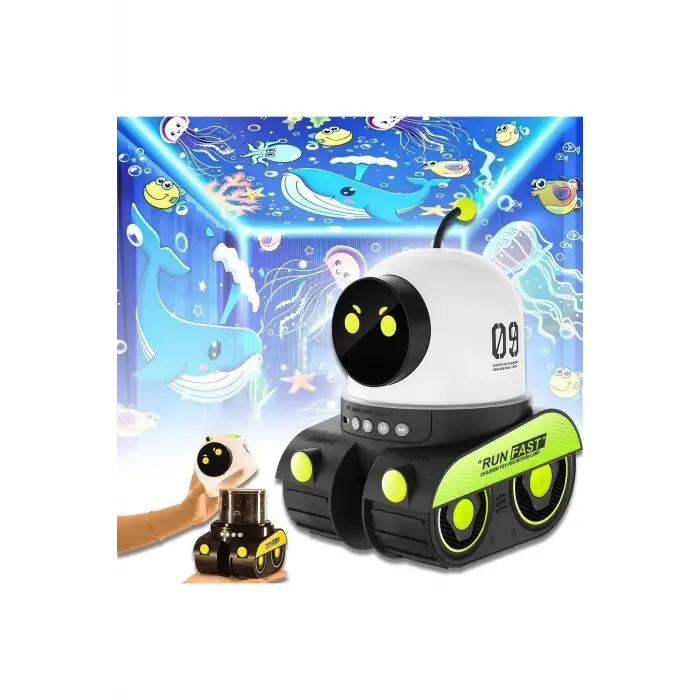 Çocuklar İçin Eğitici Ve Eğlenceli Robot Temalı Projektör Gece Lambası