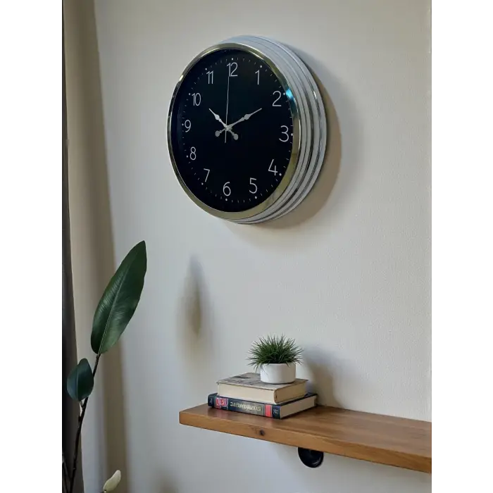 Dekoratif Ve Şık 40 Cm Krom Metal Duvar Saati