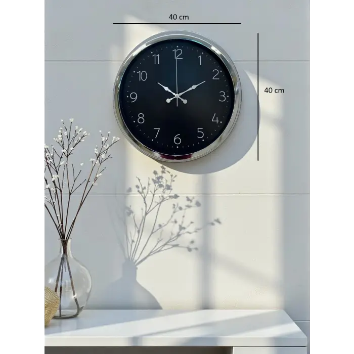 Dekoratif Ve Şık 40 Cm Krom Metal Duvar Saati