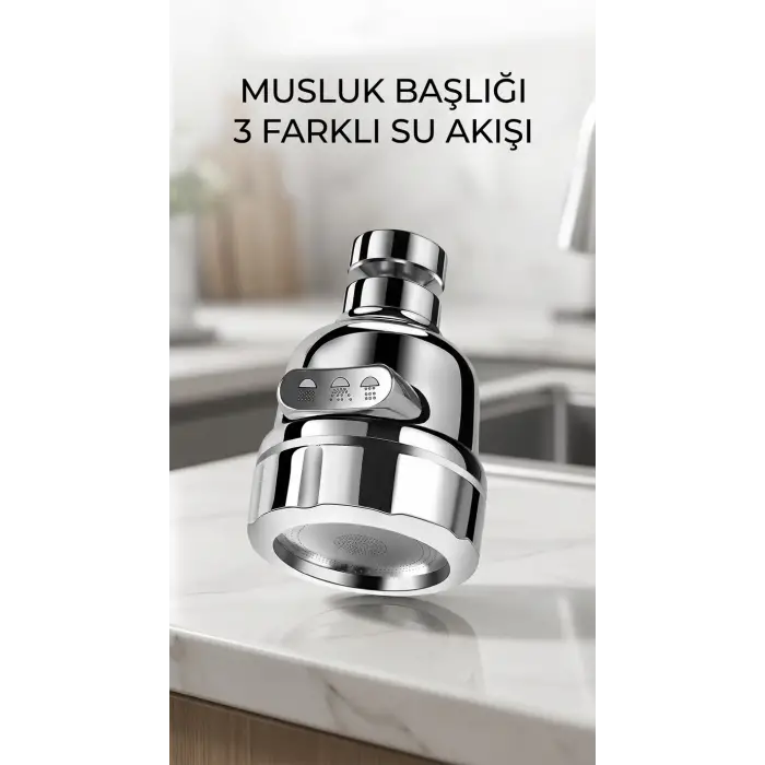 Döner Krom 3 Fonksiyonlu Su Tasarruflu Mutfak Lavabo Aparatı