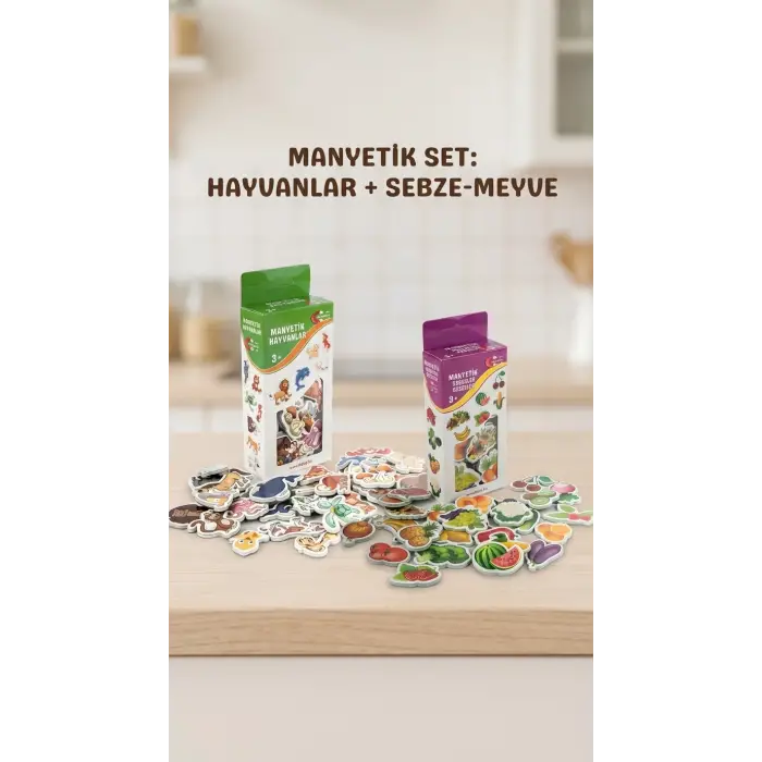 Eğitici 56 Parça Manyetik Mıknatıslı Hayvan Ve Sebze Meyve Seti