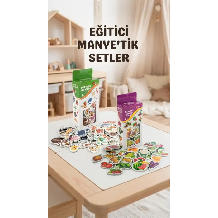 Eğitici Manyetik 30 Parça Hayvan Ve 26 Parça Sebze-meyve Seti