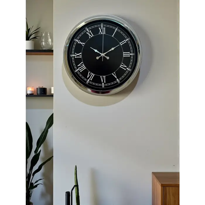 Elegance 40 Cm Metal Krom Duvar Saati