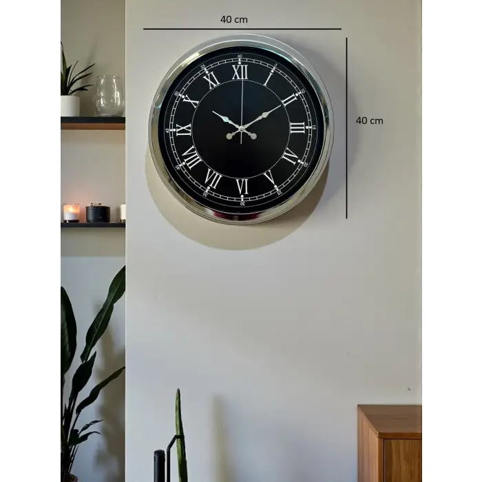 Elegance 40 Cm Metal Krom Duvar Saati