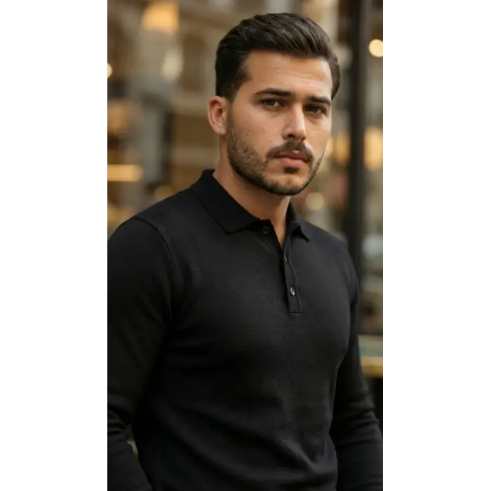 Erkek Düğme Yakalı Triko