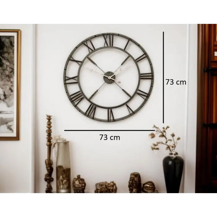 Eskitme Stil 73 Cm Duvar Saati