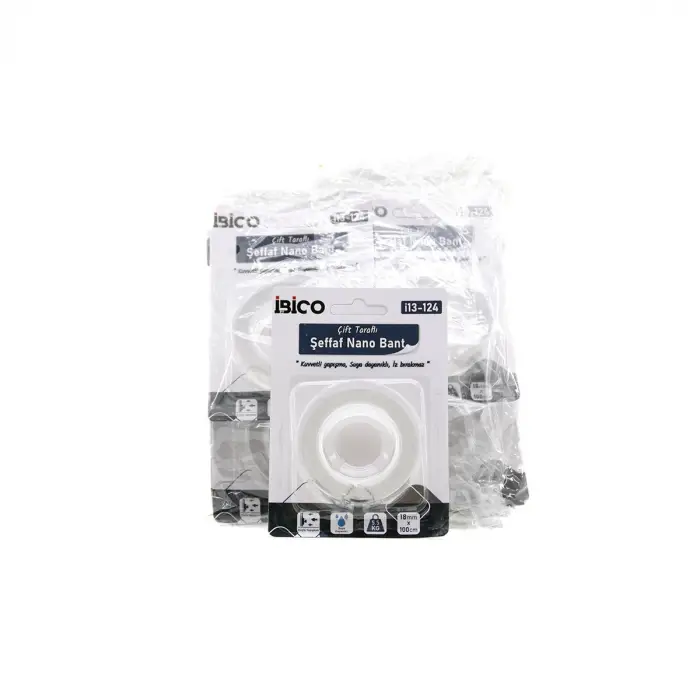 İbico İ13-124 ( 1.8cmx1mt ) ( Nano Bant ) Şeffaf Çift Taraflı ( Max : 5.5kg )*12x24
