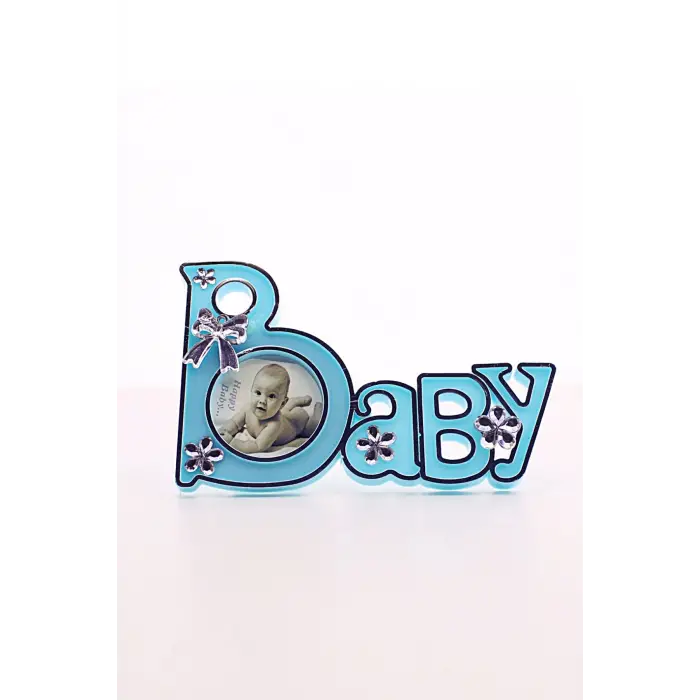 2 Adet Baby Yazılı Sevimli Mini Resim Çerçevesi Mavi