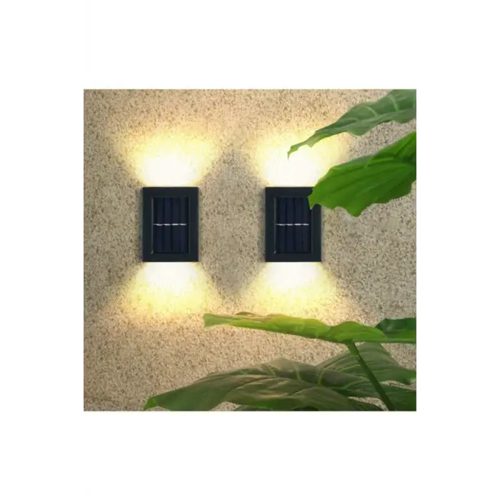 2 Adet Yeni Nesil Solar Çift Yönlü Duvar Lambası Güneş Enerjili Solar Aydınlatma Modern Dekorasyon