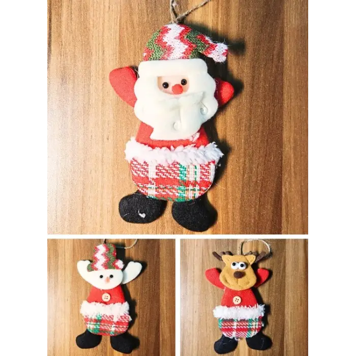 3 Adet Yılbaşı Çam Ağacı Süsü Peluş Tekstil Örme Orta Boy 17 cm x 11 cm