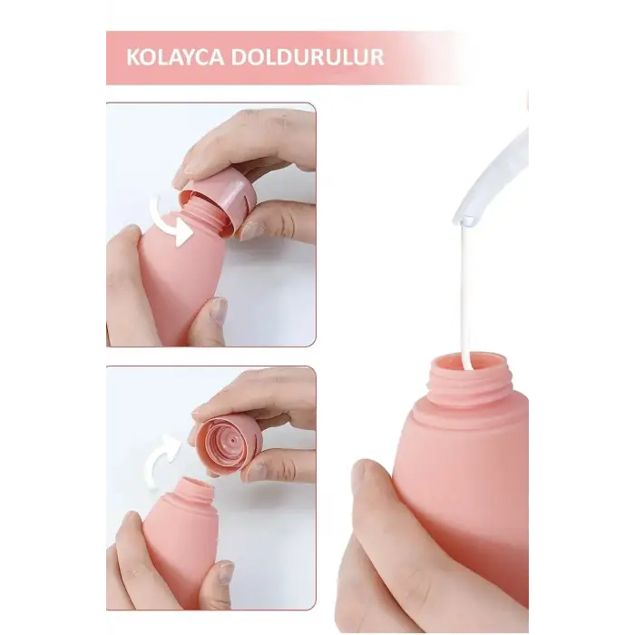 3lü Doldurulabilir Çantalı Seyahat Tipi Şişe Seti Boş Krem Şişesi 60ml