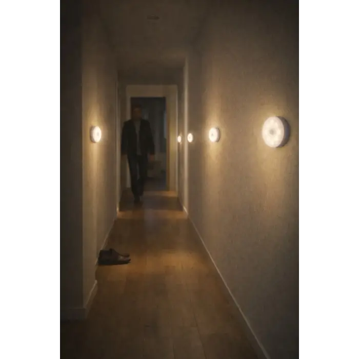 6 Adet Hareket Sensörlü Beyaz Işık Led Gece Lambası – Kablosuz 8 Ledli | Merdiven, Koridor