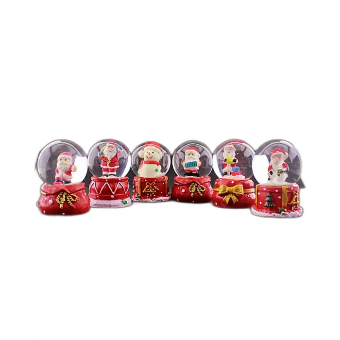 6 Adet Yeni Yıl 2023 Noel Yılbaşı Temalı Mini Boy Işıklı Kar Küresi 6,5 cm -36A